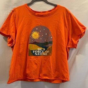 Anthropologie Orange Graphic Women's Top